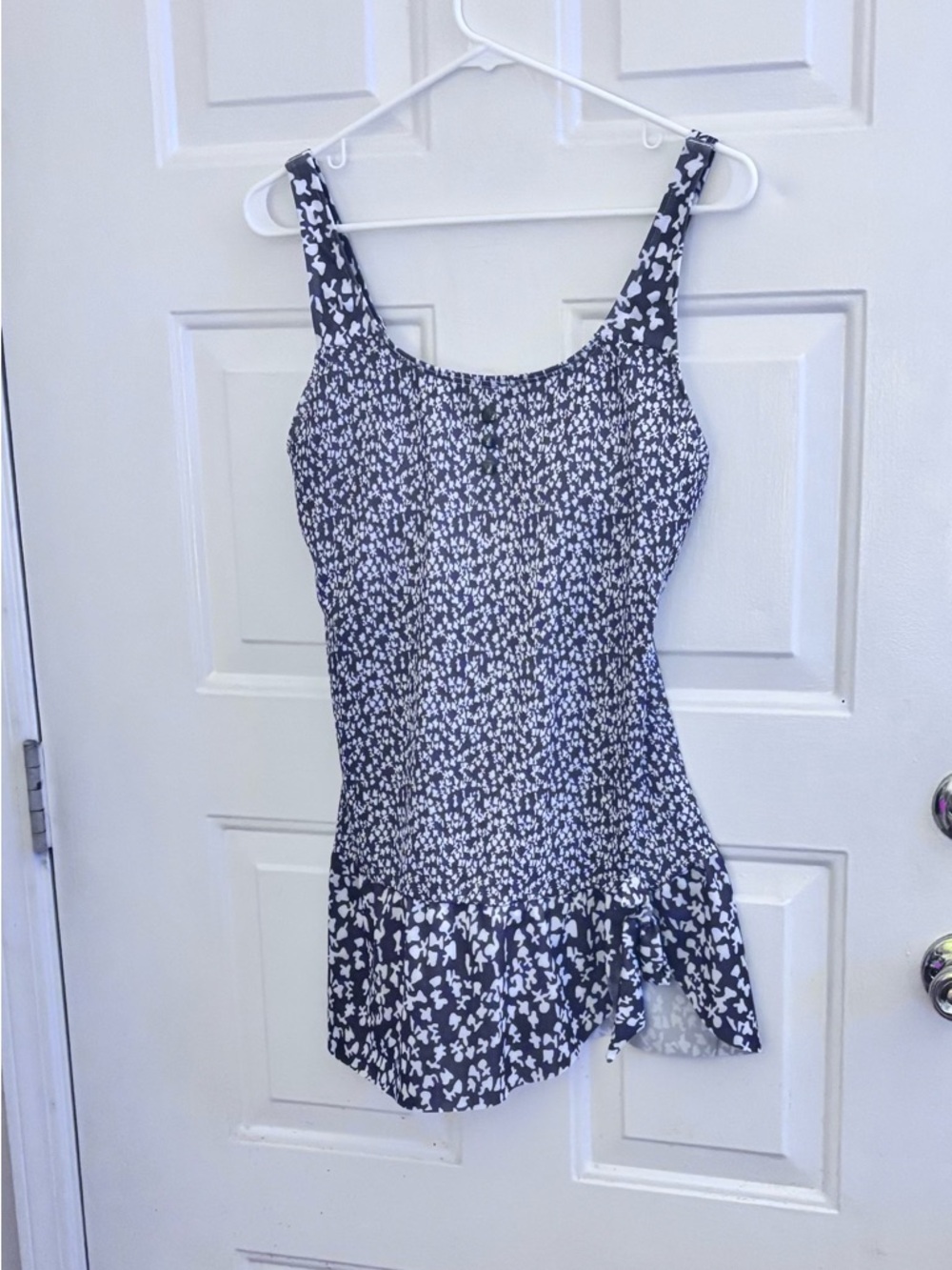 Women’s Brown and White Floral 2pc. Swimdress suit-Classic Coverage